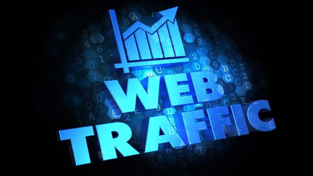 Illustration of a website with traffic signs symbolizing increased web traffic